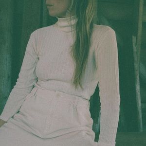 Rudy Jude Co Pointelle Turtleneck Cream XS NWT